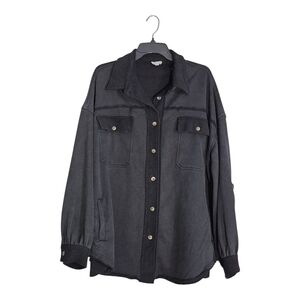 Pol Long-sleeved Black Button Up Shacket Size Large